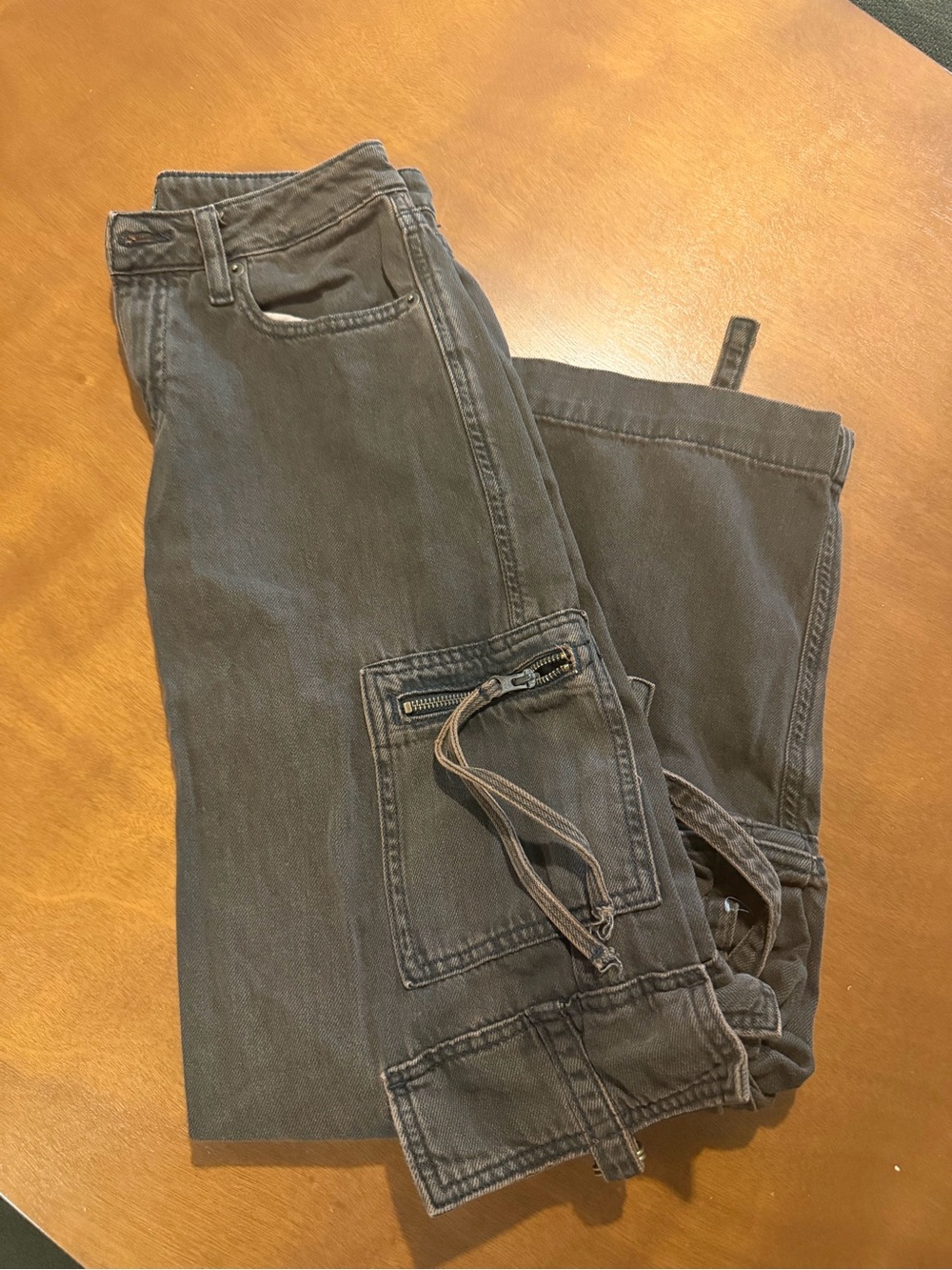 wild fable Charcoal Wide Leg Cargo Pants with Zip Pocket